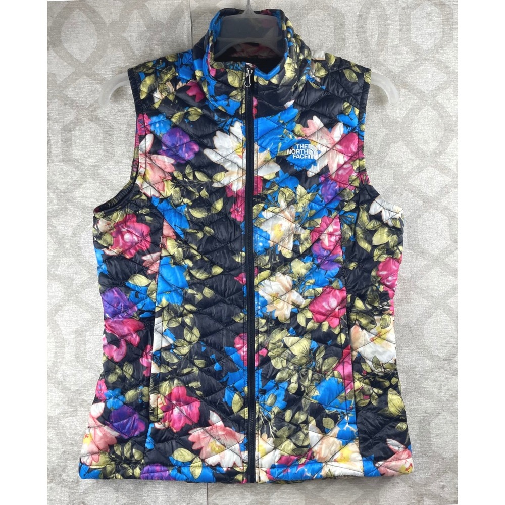 The North Face ThermoBall Vest Womens Medium Floral Puffer Quilted Insulated
